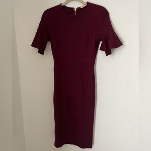 Rachel Parcell Flutter Sleeve Maroon Dress